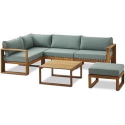 Gartenmöbel-Set aus FSC Akazienholz - 5 Personen - Levata - Grün-Blau