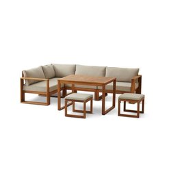 Salon de jardin d angle modulable LEVATA DINING - Bois d acacia FSC - 