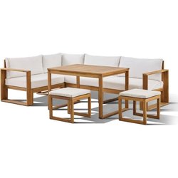 Modulare Eckgartenmöbel - Akazienholz - 6 Personen - LEVATA DINING - C