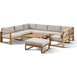 Salon de jardin d angle modulable LEVATA XXL - Bois d acacia FSC - 9 p