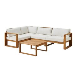 Modulare Eckgartenmöbel - Akazienholz - 5 Personen - LEVATA - Beige