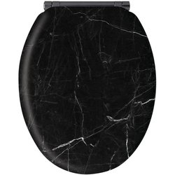 Abattant en marbre noir - MDF FSC - GELCO - Déclipsable - Charnieres e