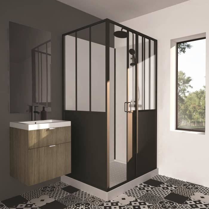 DUSCHKABINE 90X120X220 INDUSTRIAL STYLE SCHWARZ