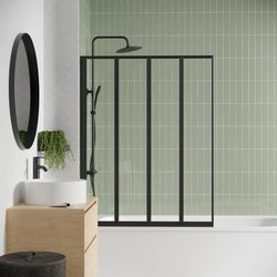 Bathtub screen 4 panels - GELCO - LEXIA Black - 110 x 140