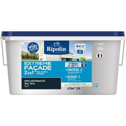 Peinture extreme façade 2 en 1 - Gris Anthracite - Mat - Ripolin - 2,5