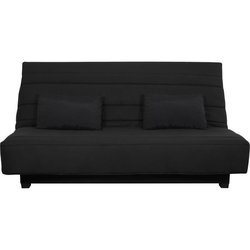 Banquette Clic clac 2 places REVEUR - Tissu noir - Matelas DUNLOPILLO 