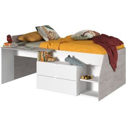 Lit combiné enfant contemporain PARISOT KIM - gris loft et blanc - l 9