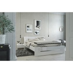 PARISOT Lit adulte - Contemporain - Décor blanc et blanc brillant - l 
