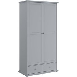 Armoire de chambre - MARGAUX - Gris galet- 2 portes  + 2 tiroirs - Sty