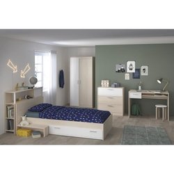 CHARLEMAGNE Komplettes Kinderzimmer - Kopfteil + Bett + Kommode + Klei