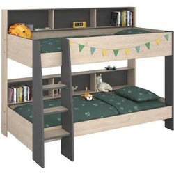 Etagenbetten für Kinder - Dekor in Jackson Oak und Ombre Grey - Boxspr