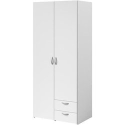 Varia -Garderobe - Weißes Dekor - 2 Scharnier -Türen + 2 Schubladen - 