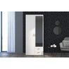 Armoire VARIA - Décor blanc - 2 portes battantes + 1 miroir + 2 tiroir