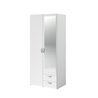 Armoire VARIA - Décor blanc - 2 portes battantes + 1 miroir + 2 tiroir
