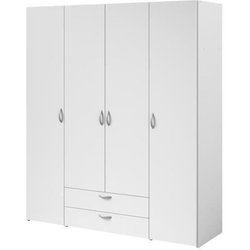 Varia -Garderobe - Weißes Dekor - 4 Scharnier -Türen + 2 Schubladen - 