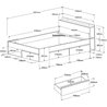 Erwachsener Bett, 140x190/200 cm - Eiche und Schwarz - 3 Schubladen - 