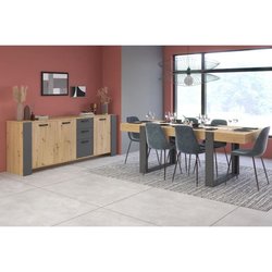 Starkes Set + Loft Table - Melamindekor Chene Craftman und Grau - Rech