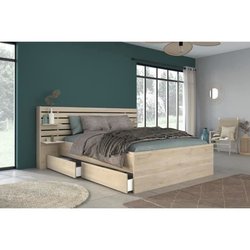 ESCALE Erwachsenenbett 140x190/200 cm - Kopfteil + 2 Schubladen - Japa