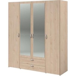 Armoire VARIA - Décor chene - 4 portes - 2 tiroirs - Portes centrales 