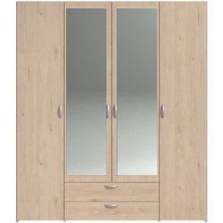 Armoire VARIA - Décor chene - 4 portes - 2 tiroirs - Portes centrales 