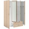 Armoire VARIA - Décor chene - 4 portes - 2 tiroirs - Portes centrales 