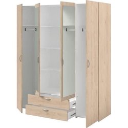 Armoire VARIA - Décor chene - 4 portes - 2 tiroirs - Portes centrales 