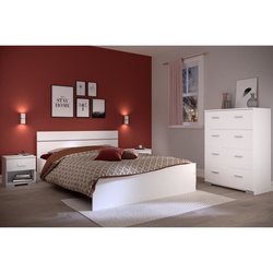 Komplettes Schlafzimmer BOSTON: 140x190 Bett für Erwachsene + Kommode 