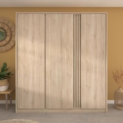 Schlafzimmerschrank - Eiche - 3 Türen - 185 x 52 x 203 cm - PARISOT