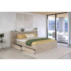 ESCALE Erwachsenenbett 180 x 200 cm  japanisches Eichendekor  2 Schu