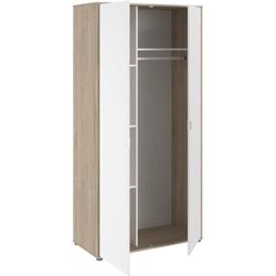 Schlafzimmerschrank - AALBORG - Weiß / Eiche - 2 Türen - 100 x 50,2 x 