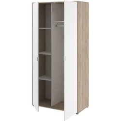 Schlafzimmerschrank - AALBORG - Weiß / Eiche - 2 Türen - 100 x 50,2 x 