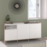 Niedriges Sideboard - MORPHOS - Weißdekor / Eiche - 3 Türen - PARISOT