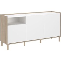 Niedriges Sideboard - MORPHOS - Weißdekor / Eiche - 3 Türen - PARISOT