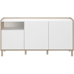 Niedriges Sideboard - MORPHOS - Weißdekor / Eiche - 3 Türen - PARISOT