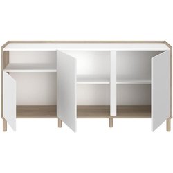 Niedriges Sideboard - MORPHOS - Weißdekor / Eiche - 3 Türen - PARISOT