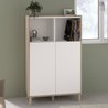 Hohes Sideboard - MORPHOS - Weiß / Eichendekor - 2 Türen - PARISOT