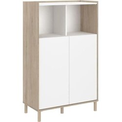 Hohes Sideboard - MORPHOS - Weiß / Eichendekor - 2 Türen - PARISOT
