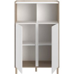 Hohes Sideboard - MORPHOS - Weiß / Eichendekor - 2 Türen - PARISOT