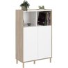 Hohes Sideboard - MORPHOS - Weiß / Eichendekor - 2 Türen - PARISOT