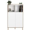 Hohes Sideboard - MORPHOS - Weiß / Eichendekor - 2 Türen - PARISOT
