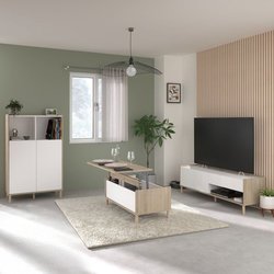 Wohnzimmermöbel-Set - TV-Schrank, hochklappbarer Couchtisch, hohes Sid
