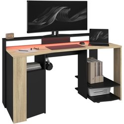 Gaming-Schreibtisch - META - Eiche / Schwarz - 152 x 61,5 x 86,7 cm - 