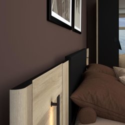 Bett mit 2 Nachttischen - KIERAN - 160 x 200 cm - Eiche / Schwarz - PA