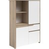 Hohes Sideboard - BETTY - Weiß / Eiche - 3 Türen - 1 Schublade - PARIS
