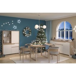 Hohes Sideboard - BETTY - Weiß / Eiche - 3 Türen - 1 Schublade - PARIS