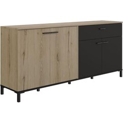 Sideboard - TRUST - Eiche / Schwarz - 4 Türen - 1 Schublade - GAMI