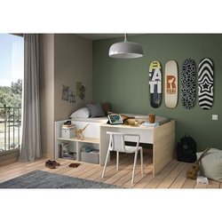 Kombi-Kinderbett OSCAR  90 x 190 cm  Eiche hell / Weiß  Diagone
