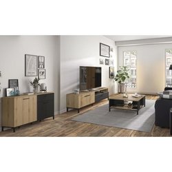 TV-Schrank, Couchtisch und niedriges Sideboard-Set  TRUST  Eiche / S