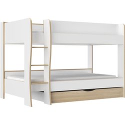 Lits superposés - Tiroir - ROOMY - Blanc / Chene naturel - GAMI