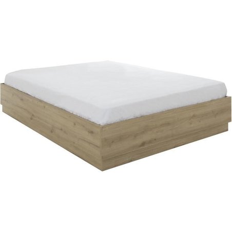Bett mit Stauraum - TIDY - 140 x 190 cm - Eiche / Ecru - inklusive Lat